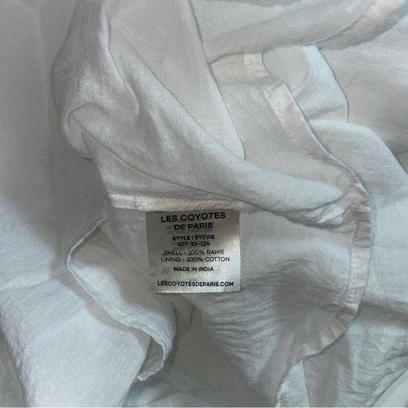 Les Coyotes de Paris dress lace trim ramie cotton white girls size 18 womens XS - Picture 9 of 9